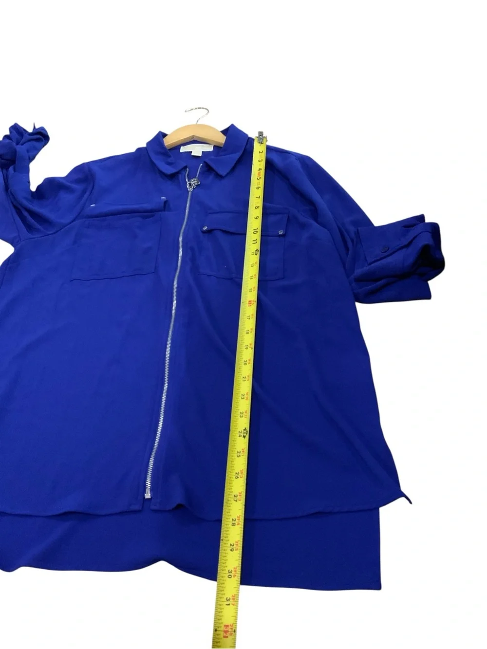Y2K Michael Kors Blouse Womens XL Half Zip Roll Tab Utility Collared Pockets Top